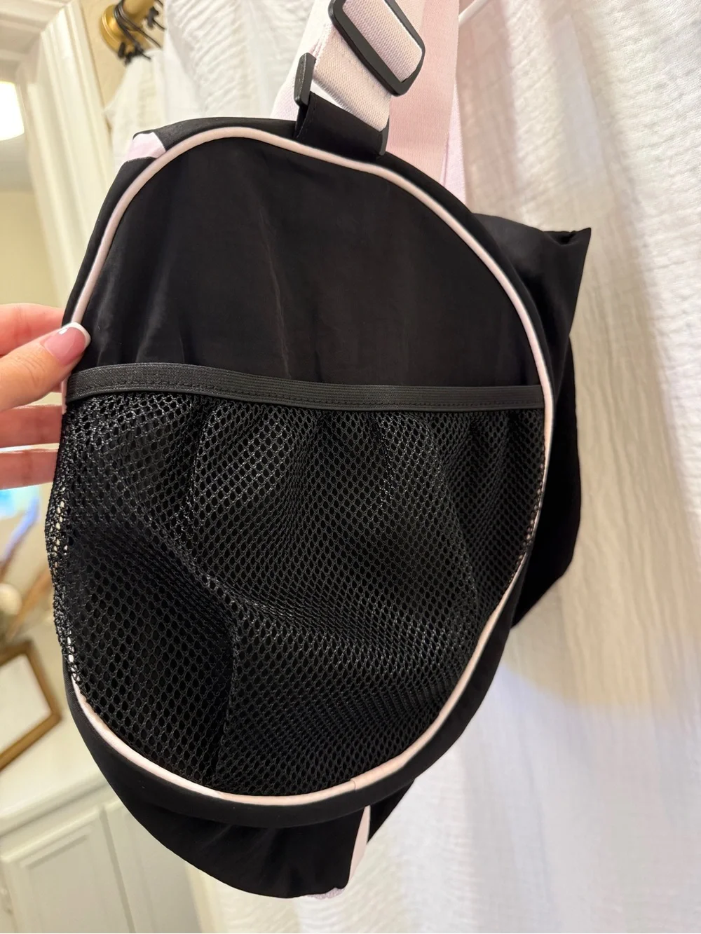 Victoria's Secret PINK Weekender Barrel Duffel Gym Bag Black Pink Script NWT